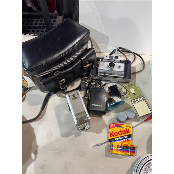 Polaroid automatic 350 land camera and Kodak brownie camera and other items