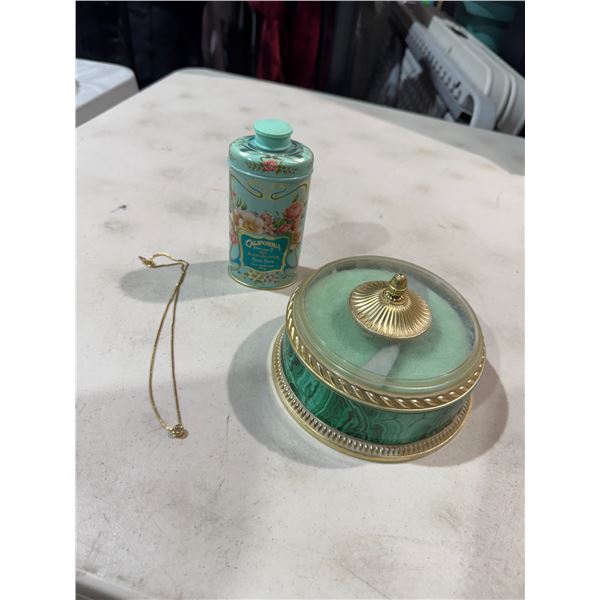 Avon necklace talc Perfume and beauty dust