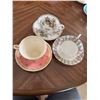 Image 1 : Ainsley, tea cups, and saucers pink has small chip
