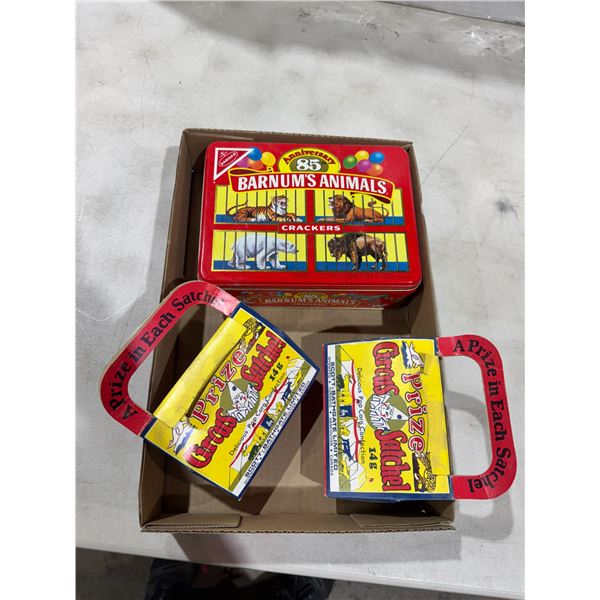 Vintage containers and crackers and popcorn