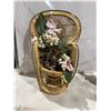 Image 1 : Peacock, wicker chair plant stand with bird nest decoration