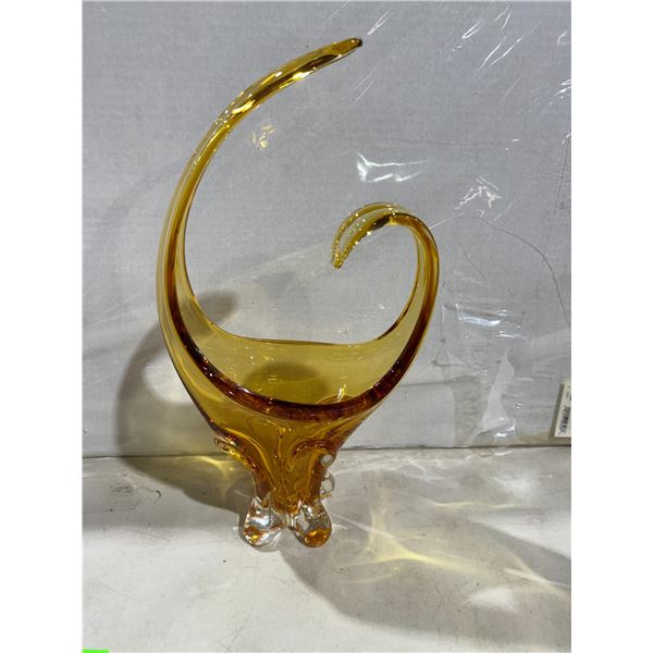 Vintage, Lorraine, Amber, Glass hook and Curl  basket