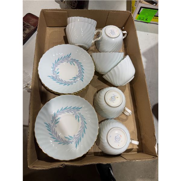 Minton tea, cups, and saucers