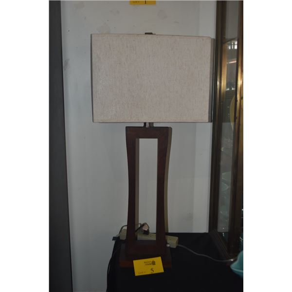 WOOD TABLE LAMPS W/SHADES (PAIR)