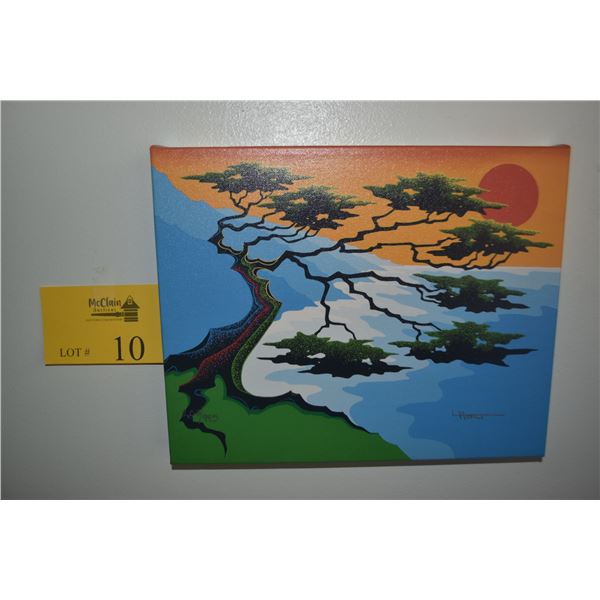 LIMITED EDITION GICLEE ON CANVAS TITLED "SUNSET" BY LARISSA HOLT, 208/995 (12 1/2" X 10")