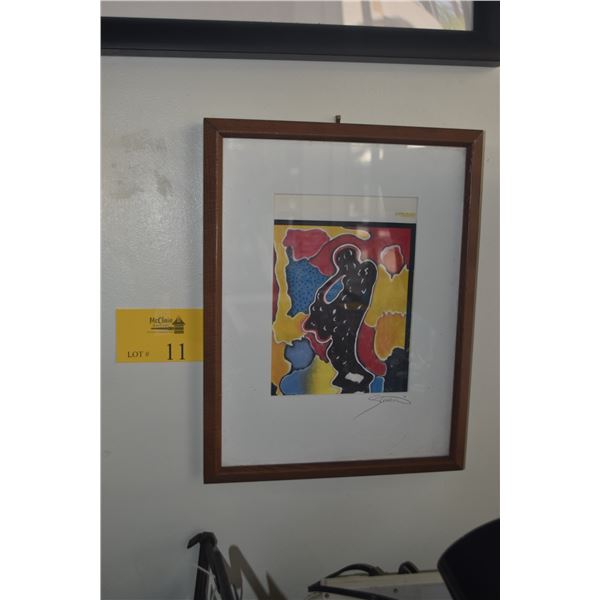 FRAMED LITHOGRAPH, JAZZ MUSICIAN, BY STEVENS JAY CARTER (13 1/2" X 17 1/2")