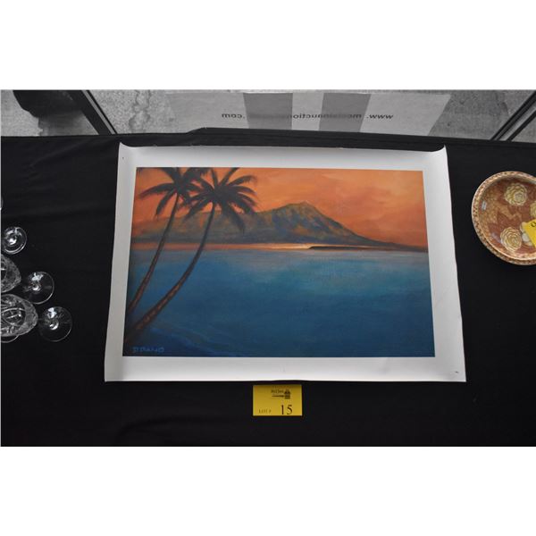 GICLEE ON CANVAS, DIAMOND HEAD AT SUNRISE (32" X 22")