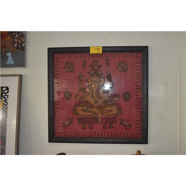 FRAMED GANESHA TAPESTRY (36" X 34 3/4")