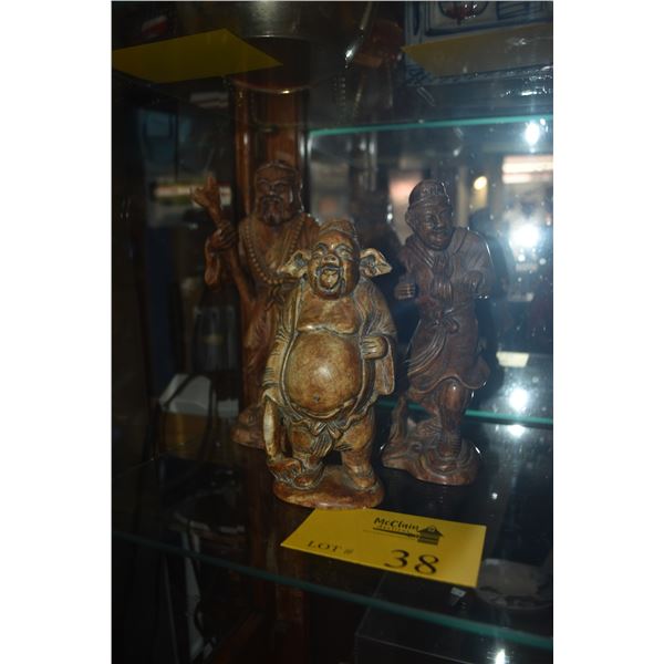 CARVED STONE FIGURES (3 PCS)