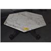 Image 1 : HEXAGON MARBLE TOP COFFEE TABLE W/ANTIQUE PEDESTAL STYLE BASE (40" X 18")