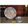 Image 1 : 15 3/4" FAMILLE ROSE CHARGER & 10" PORCELAIN BOWL (2 PCS) (DOES NOT INCLUDE STAND)