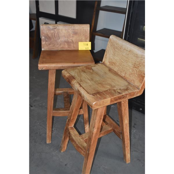 PAIR SOLID WOOD BAR STOOLS (PAIR) (SEAT 28 1/2", BACK 30")