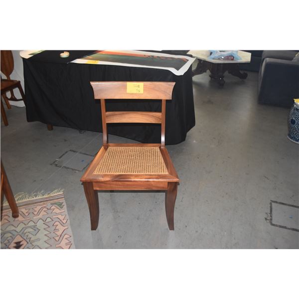 MARTIN & MACARTHUR KOA ADMIRALTY SIDE CHAIR W/CANE SEAT, ITEM NO. PC2515/SER. NO. 2979 (RETAIL PRINC