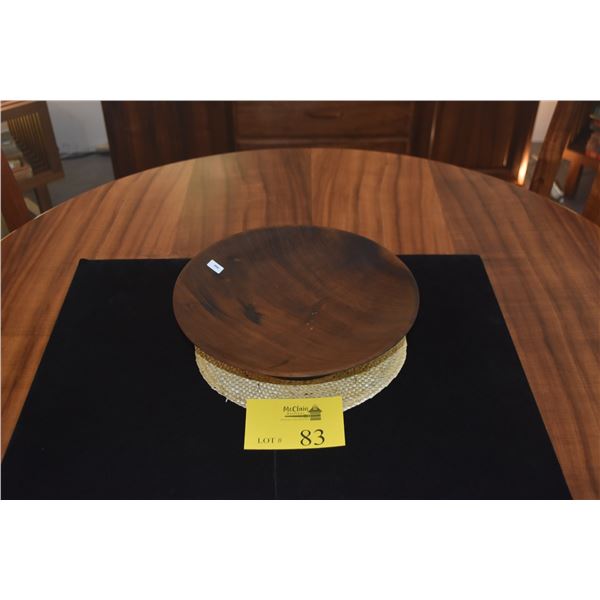 KOA WOOD PEDESTAL PLATE; SIGNED STRAKA (11 1/4")