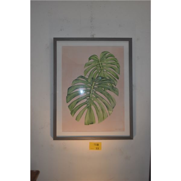 FRAMED ART PRINT, "MONSTERA DELICIOSA"; SIGNED T. TODO (27 1/2" X 35 1/2")