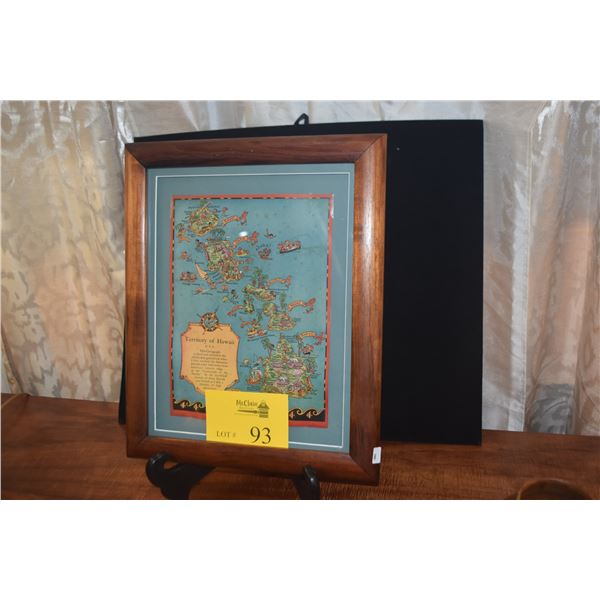 KOA FRAMED CARTOGRAPH, TERRITORY OF HAWAII (13 1/4" X 16") (DOES NOT INCLUDE STAND)
