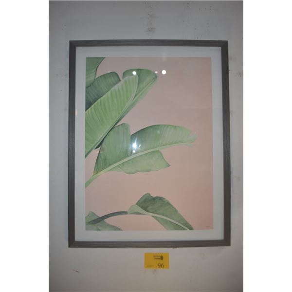 FRAMED ART PRINT, "BANANA LEAVES"; SIGNED T. TODO (27 1/2" X 35 1/2")