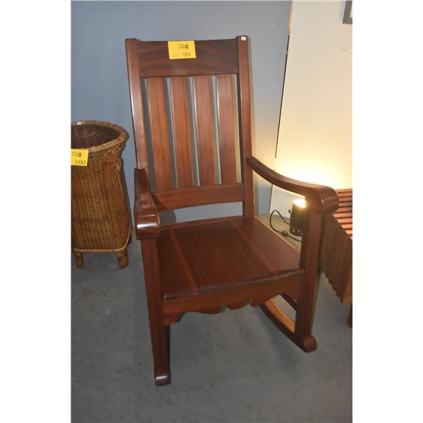 KOA WOOD ROCKING CHAIR; MARKED: KEAAU, HAWAII