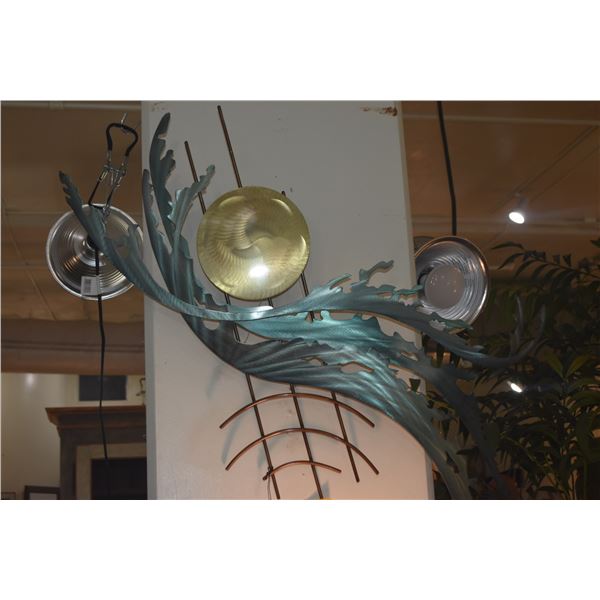 DECORATIVE COPPER WALL SCULPTURE, ABSTRACT WAVES & MOON
