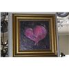 Image 2 : FRAMED ACRYLIC ON CANVAS,   "HEART"; SIGNED LONA (17 1/2" X 17 1/2")