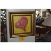 Image 1 : FRAMED ACRYLIC ON CANVAS TITLED "HEART"; SIGNED LONA (17 1/2" X 17 1/2")