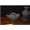 Image 3 : CERAMIC VASE W/DRAGON MOTIF & BLACK POTTERY BIRD SHAPED VESSEL (2 PCS)