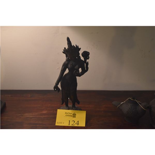 BRONZE STATUE OF BUDDHIST DEITY, "TARA" (12 1/2")