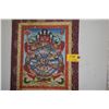 Image 1 : WHEEL OF LIFE BUDDHA MANDALA TIBETAN THANGKA PAINTING W/SILK FRAME (27 1/2" X 39 1/4")