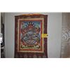 Image 2 : WHEEL OF LIFE BUDDHA MANDALA TIBETAN THANGKA PAINTING W/SILK FRAME (27 1/2" X 39 1/4")