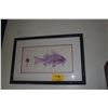 Image 1 : FRAMED JAPANESE GYOTAKU PRINT, FISH; SIGNED (29" X 19 1/2")