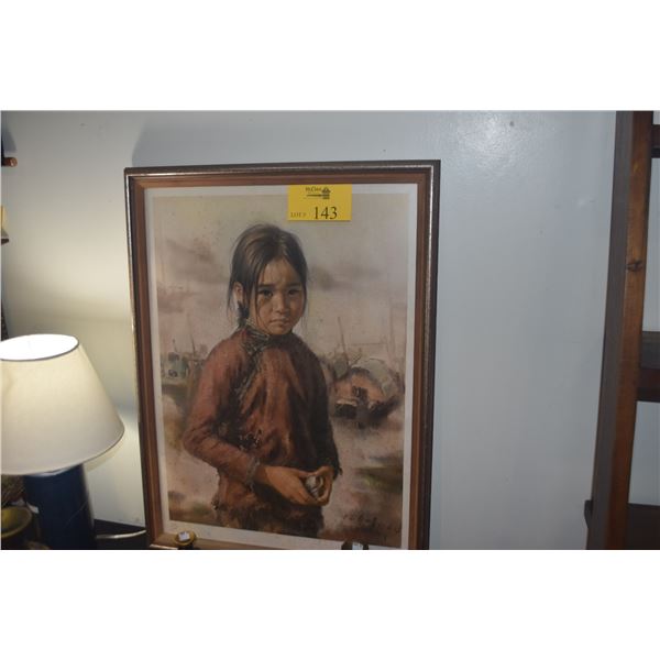 FRAMED PRINT, "CHINESE GIRL"; SIGNED 756/1000 (22 1/4" X 29 1/2")