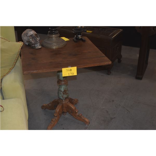 SHABBY CHIC SQUARE TABLE W/PEDESTAL BASE