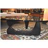 Image 2 : NOGUCHI GLASS TOP COFFEE TABLE; SIGNED ON BASE & GLASS (BLACK)