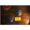 Image 1 : PAIR VINTAGE SOUTH EAST ASIAN HAMMERED METAL MASKS (PAIR)