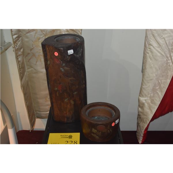 JAPANESE VASE & HIBACHI (3 1/4"-12 1/2") (2 PCS)