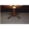 Image 4 : ANTIQUE 42" OAK PEDESTAL TABLE W/CLAW FEET & GLASS COVER