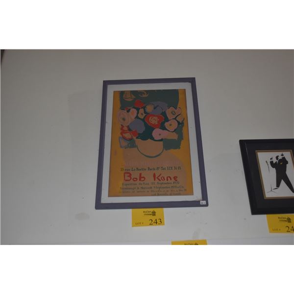 FRAMED POSTER, BOB (PAUL) KANE EXPOSITION 1970 IN PARIS