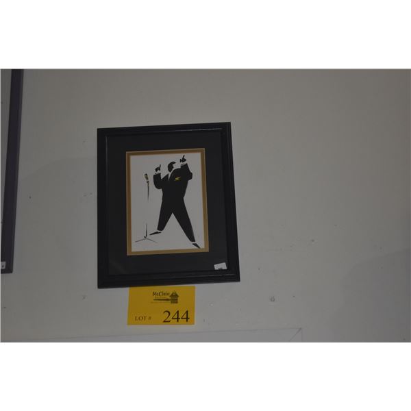 FRAMED MICHEL CANETTI JAZZ MUSICIAN LITHOGRAPH ART PRINT (9 1/4" X 11 1/4")