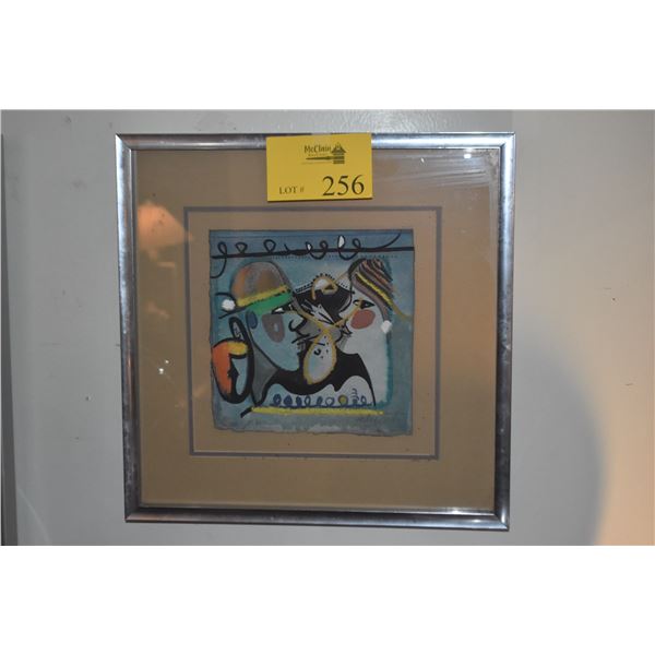 FRAMED WATERCOLOR/MIXED MEDIA "COMMUNICATING"; SIGNED ANDREA SMITH (LAHAINA ART SOCIETY) (16 1/2" X 