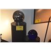 Image 1 : CHROME ORB W/STAND & LARGE BLUE GLASS BALL (2 PCS)