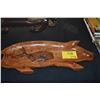 Image 1 : VINTAGE MONKEYPOD "PIG" TRAY (27 1/2" X 10") & CARVED FISH, MARKED "HAWAII"  (2 PCS)