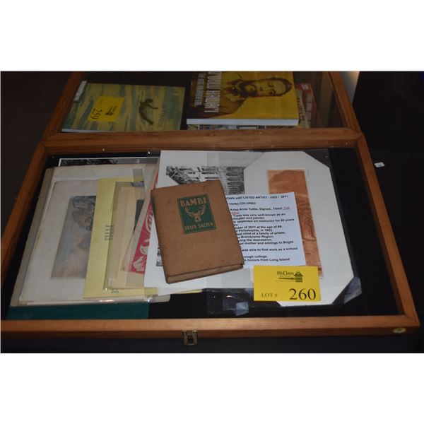 1920 1ST EDITION BAMBI & ASSORTED UNFRAMED ETCHINGS, PHOTOS, PRINTS, MENU, ETC.