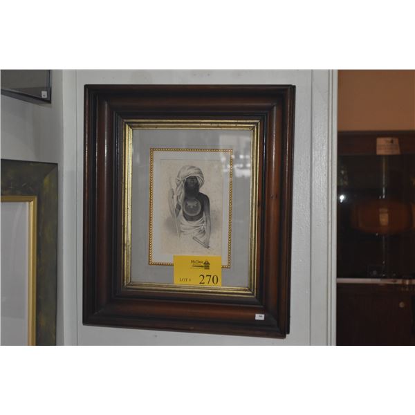 FRAMED STEEL PLATE ENGRAVING TITLED: TANOA, KING OF AMBAU (18" X 21")