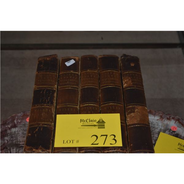 ANTIQUE BOOKS: "NARRATIVE OF THE UNITED STATES EXPLORING EXPEDITION", VOLUMES 1-5 BY CHARLES WILKES,