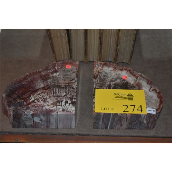 LARGE PETRIFIED WOOD BOOKENDS