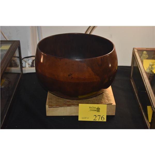 ANTIQUE HAWAIIAN KOU WOOD CALABASH (11 1/2" X 8 1/4")