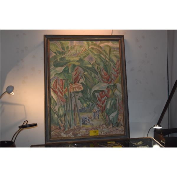 FRAMED FRESCO PAINTING; SIGNED HARTLEY GURREY (40" X 52")