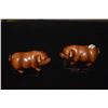 Image 2 : CARVED BOXWOOD OKIMONOS ON STANDS; SIGNED (BOAR & SOW)