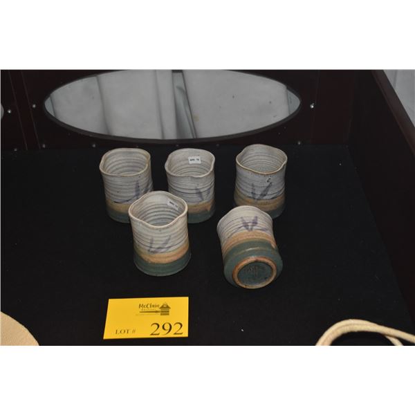 CHARLES HIGA 4" TEA CUPS (GREEN, ORANGE & WHITE) (5 PCS)