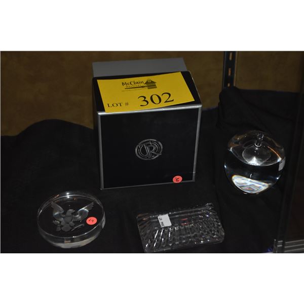 CRYSTAL APPLE & CRYSTAL PAPERWEIGHTS (3 PCS)